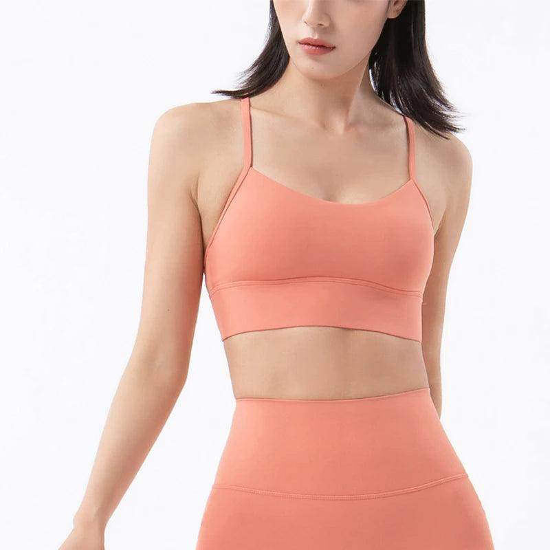 Lightweight strappy sports bra for yoga and fitness - LANIZI