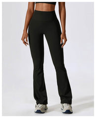 Soft brown flare leggings for gym and running - LANIZI