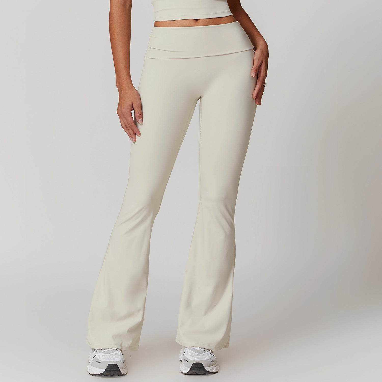 Soft grey flare leggings for gym and workouts - LANIZI