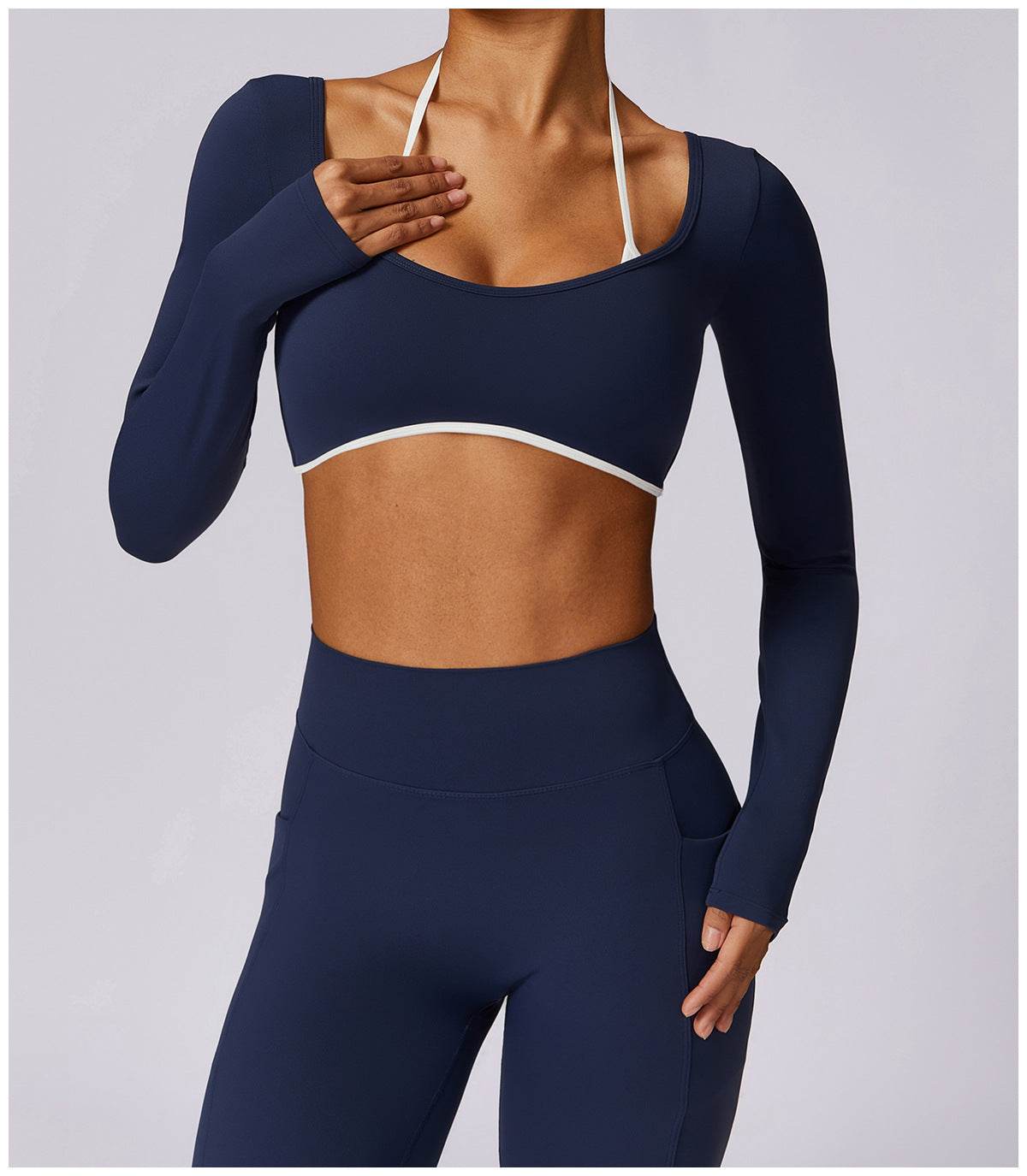 Versatile navy workout set for yoga and fitness routines - LANIZI