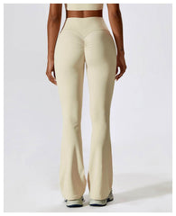Soft brown flare leggings for gym and running - LANIZI