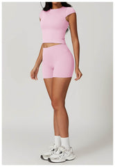 Comfortable and chic light pink workout sets for fitness - LANIZI