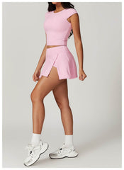Versatile baby pink workout set for running and fitness - LANIZI