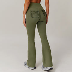 Stretchy flare leggings with functional pockets