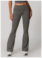 Soft grey flare leggings for gym and workouts - LANIZI