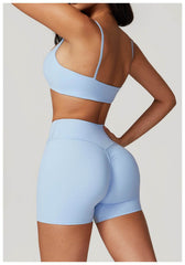 Stylish light blue workout set for gym, yoga, and running - LANIZI