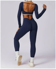 Versatile navy workout set for yoga and fitness routines - LANIZI