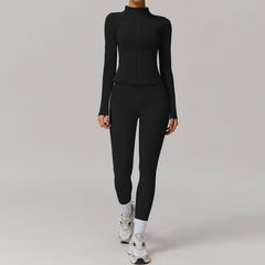 Stylish long sleeve workout sets for running - LANIZI