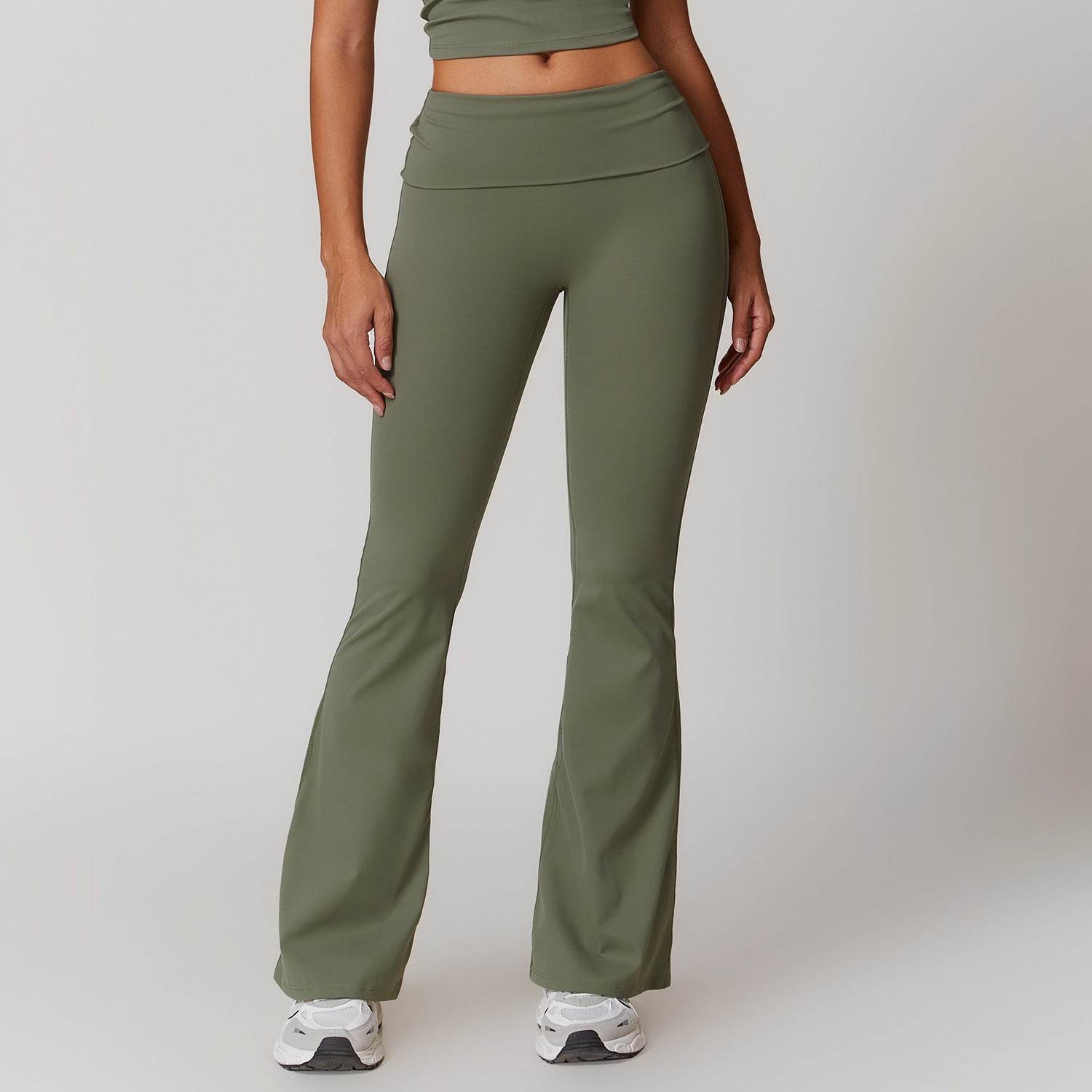 Soft grey flare leggings for gym and workouts - LANIZI