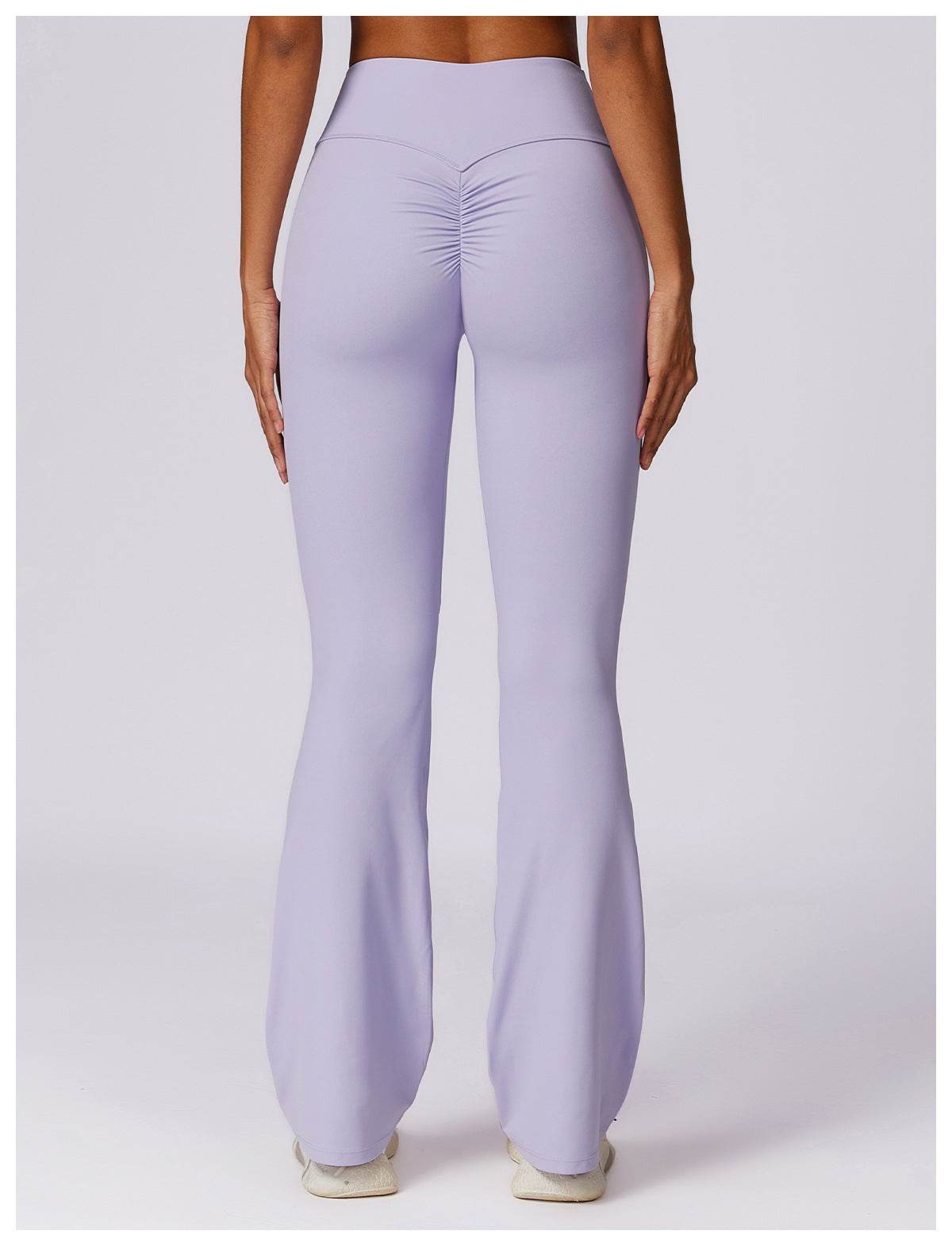 Soft brown flare leggings for gym and running - LANIZI