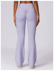 Soft brown flare leggings for gym and running - LANIZI