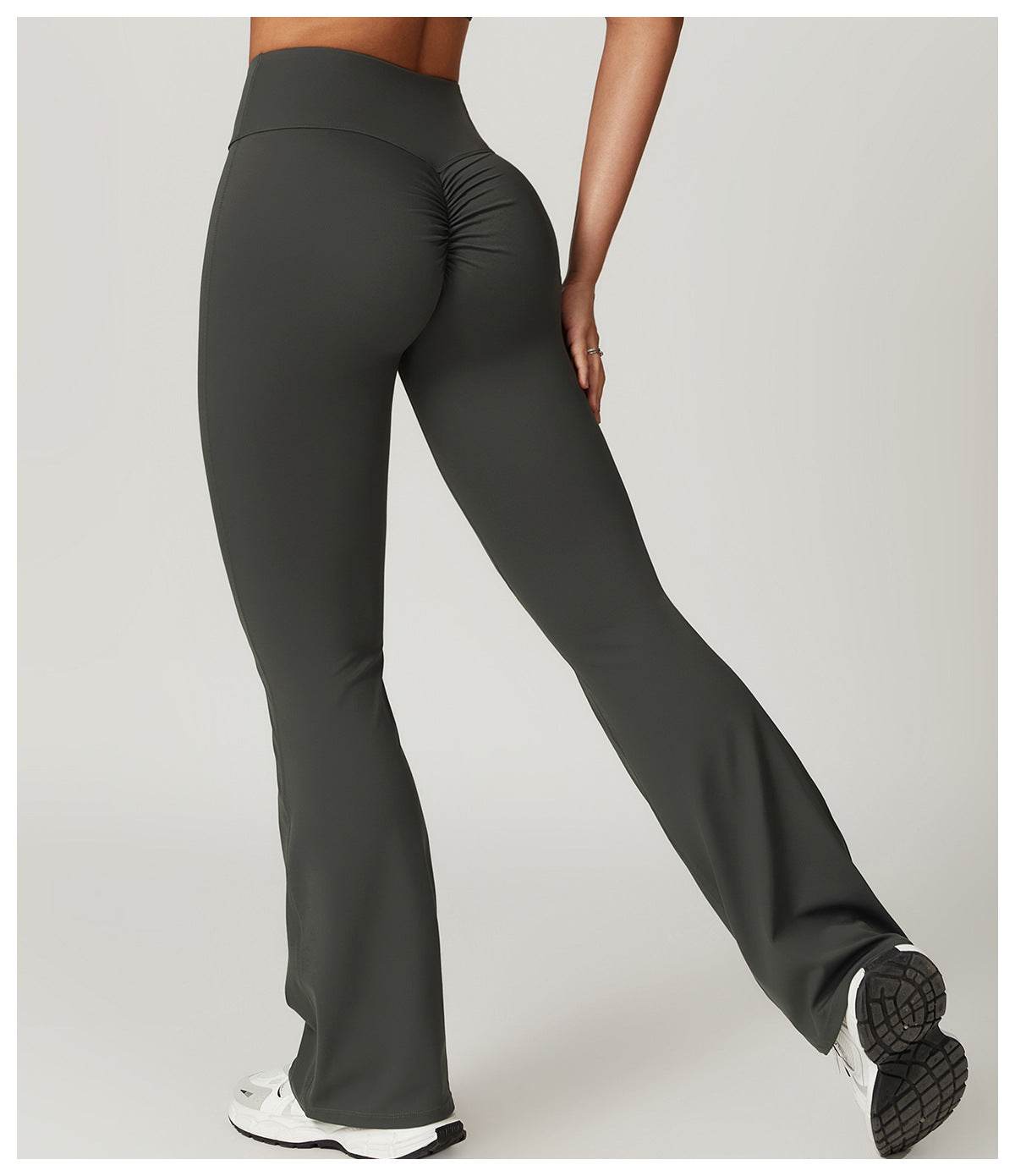 Soft brown flare leggings for gym and running - LANIZI