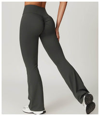 Soft brown flare leggings for gym and running - LANIZI