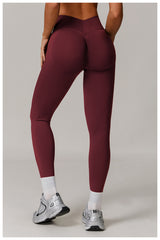 Stretchy womens red leggings for workouts