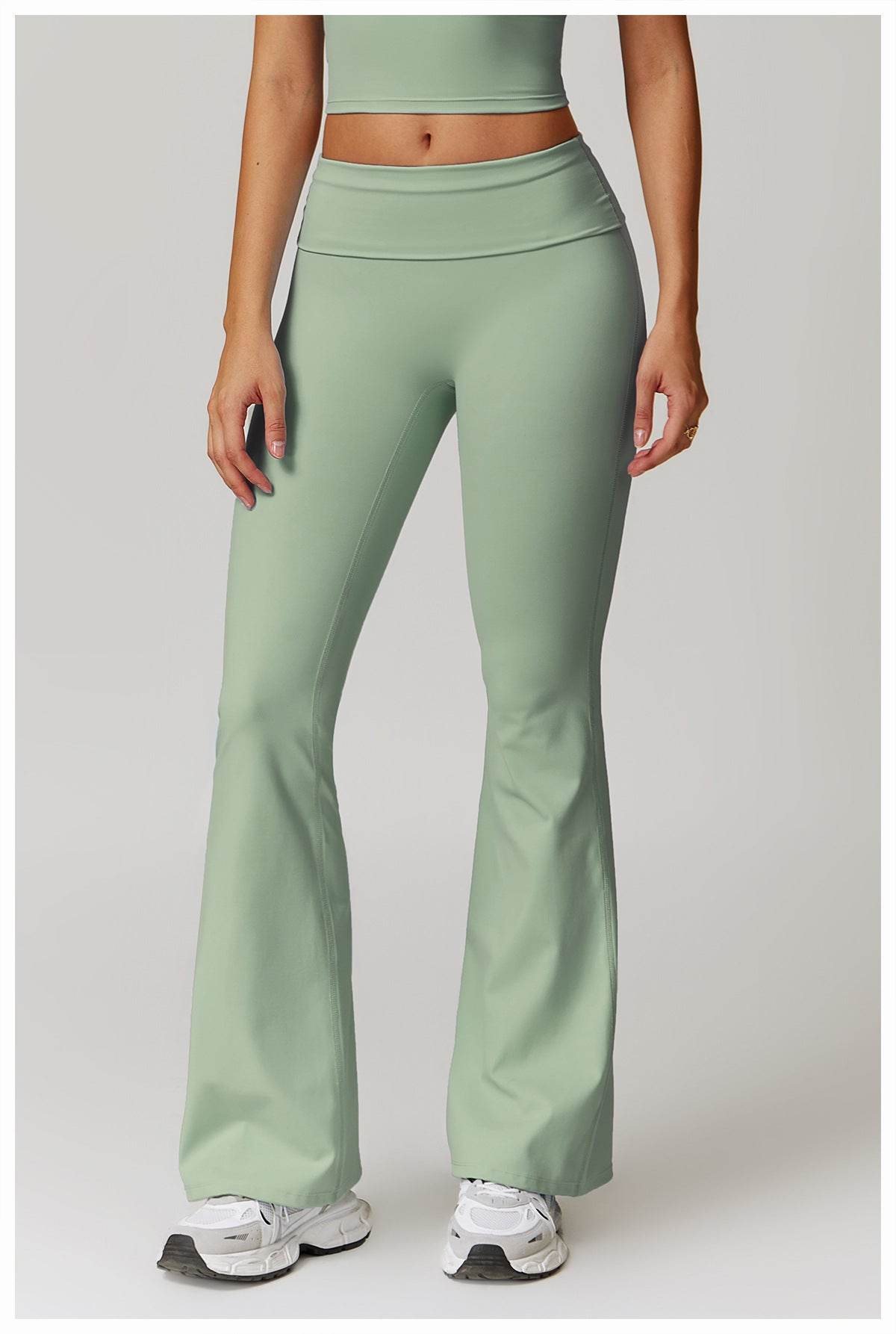 Soft grey flare leggings for gym and workouts - LANIZI