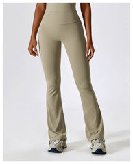 Soft brown flare leggings for gym and running - LANIZI