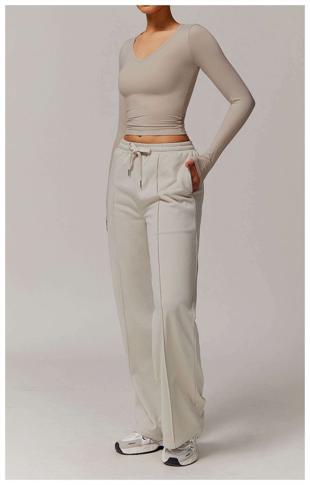 Versatile cream workout set for yoga, gym, and running - LANIZI