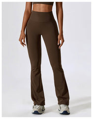 Soft brown flare leggings for gym and running - LANIZI