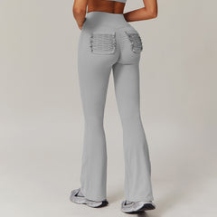 Stretchy flare leggings with functional pockets