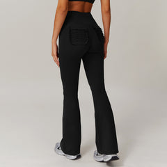 Stretchy flare leggings with functional pockets