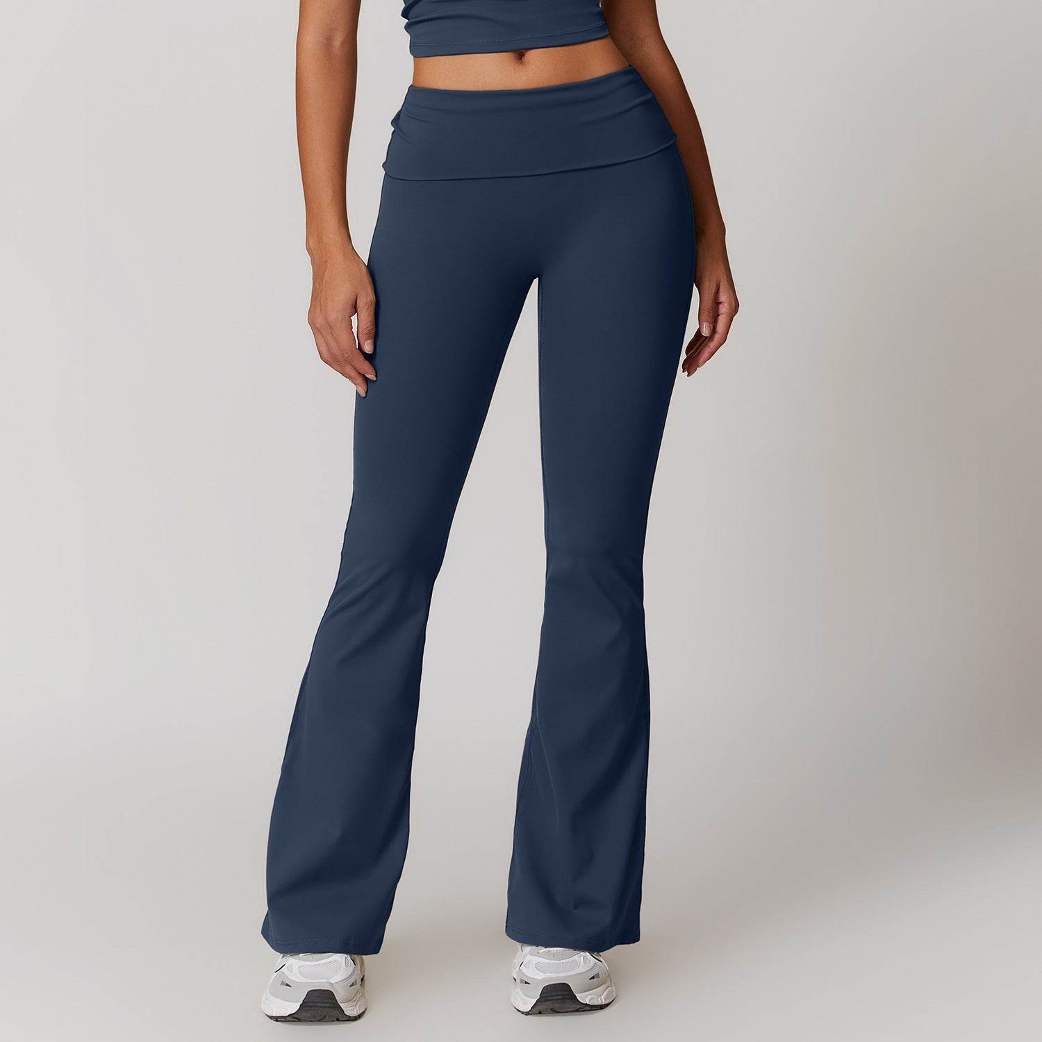 Soft grey flare leggings for gym and workouts - LANIZI