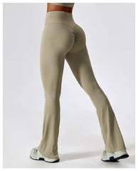 Soft brown flare leggings for gym and running - LANIZI