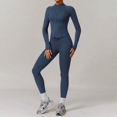 Stylish long sleeve workout sets for running - LANIZI