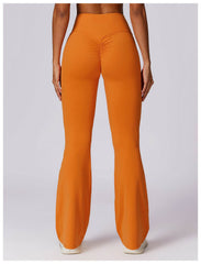 Soft brown flare leggings for gym and running - LANIZI