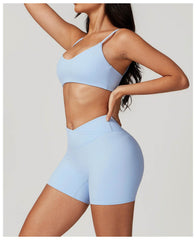 Stylish light blue workout set for gym, yoga, and running - LANIZI