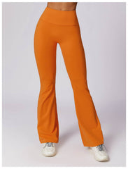 Soft brown flare leggings for gym and running - LANIZI