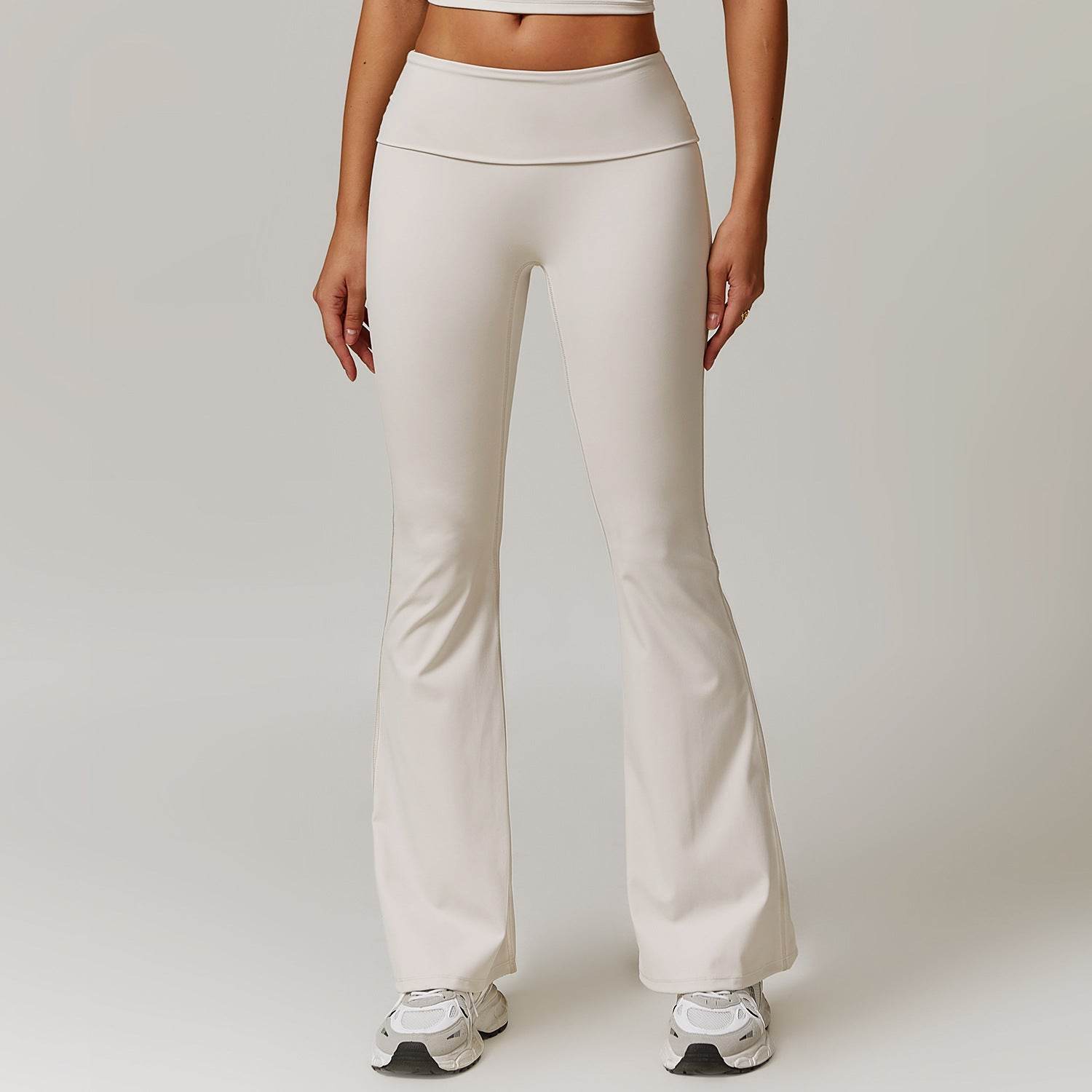 Soft grey flare leggings for gym and workouts - LANIZI