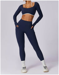 Versatile navy workout set for yoga and fitness routines - LANIZI