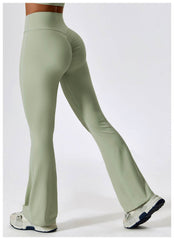 Soft brown flare leggings for gym and running - LANIZI