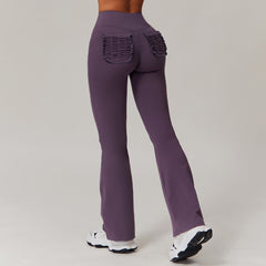 Stretchy flare leggings with functional pockets