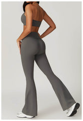 Soft grey workout set for a comfortable fitness session - LANIZI