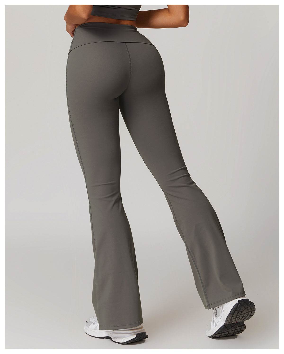 Soft grey flare leggings for gym and workouts - LANIZI