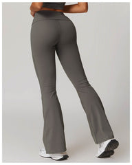 Soft grey flare leggings for gym and workouts - LANIZI