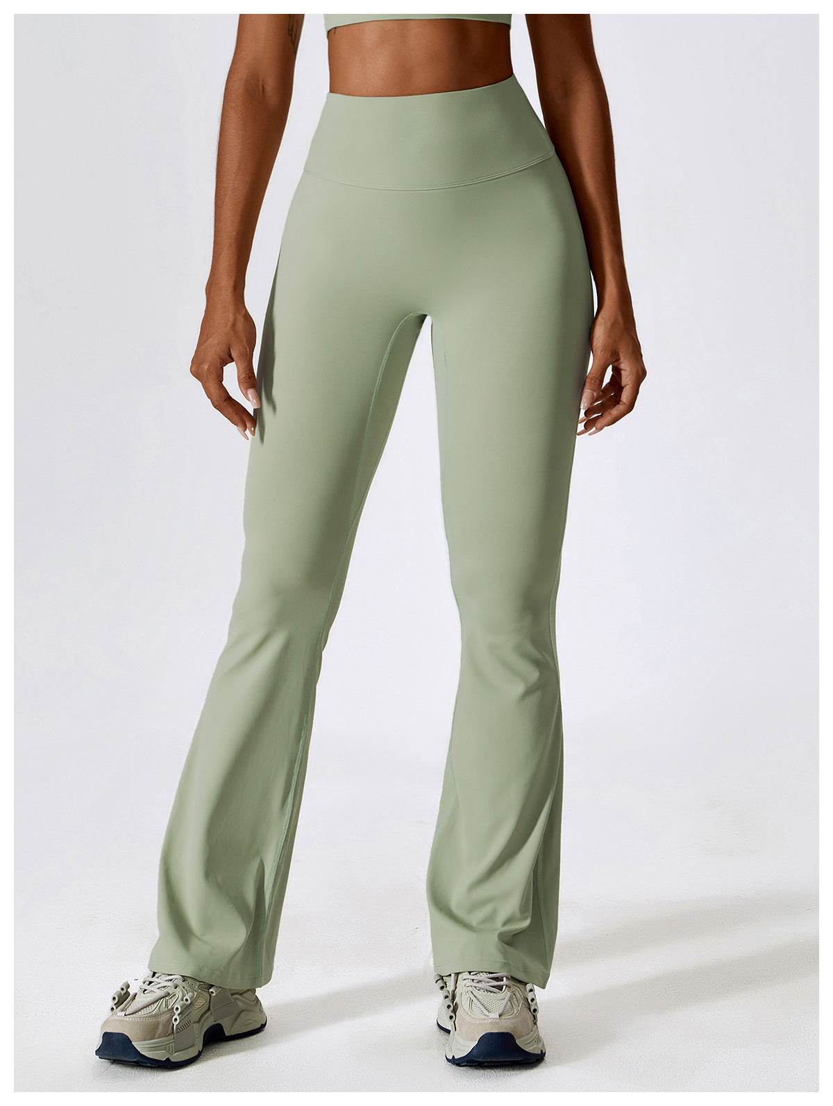 Soft brown flare leggings for gym and running - LANIZI
