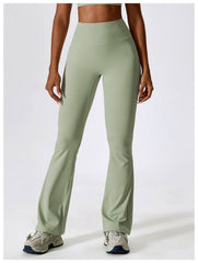 Soft brown flare leggings for gym and running - LANIZI