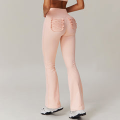 Stretchy flare leggings with functional pockets