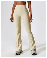 Soft brown flare leggings for gym and running - LANIZI