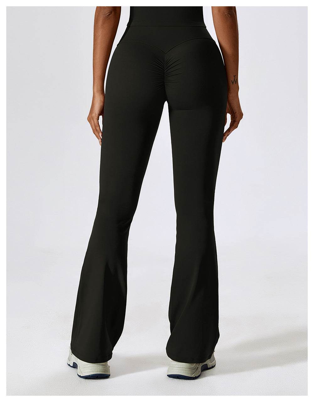 Soft brown flare leggings for gym and running - LANIZI