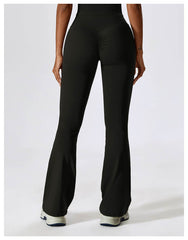 Soft brown flare leggings for gym and running - LANIZI