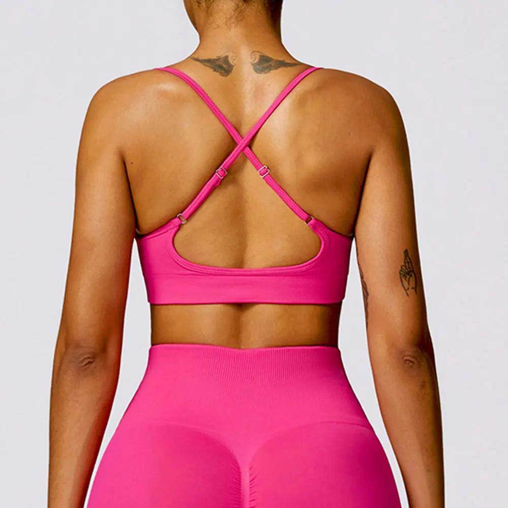Criss cross sports bra for women gym and yoga - LANIZI