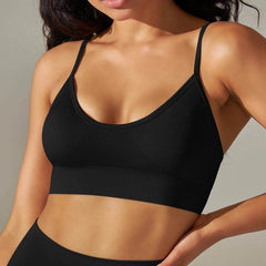 Sleek black and white sports bra for intense workouts - LANIZI