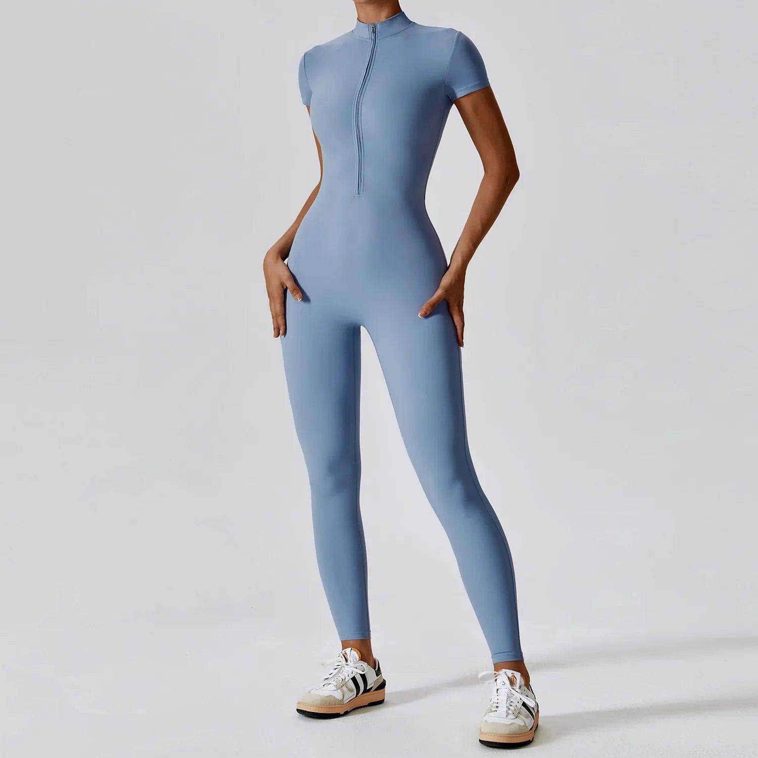 Silver Bodysuit for Stylish Gym Workouts - LANIZI
