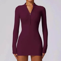 Black Long Sleeve Bodysuit for Gym Workouts - LANIZI