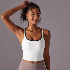 Shop black and white striped sports bra for active wear - LANIZI