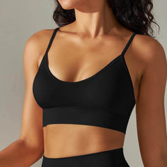 Sleek black and white sports bra for intense workouts - LANIZI