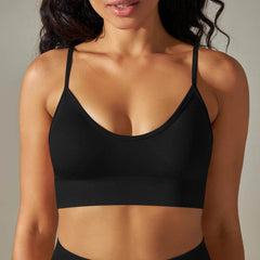 Sleek black and white sports bra for intense workouts - LANIZI